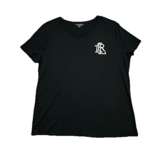 Lauren Ralph Lauren Womens XL Top Shirt Black Cotton Modal Basic Classic - Picture 1 of 7